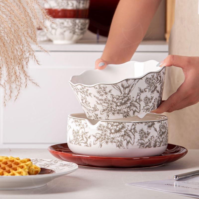 Business Gifts Floral Porcelain Ceramics Salad Bowl Set of 4 Sustainable and Stylish