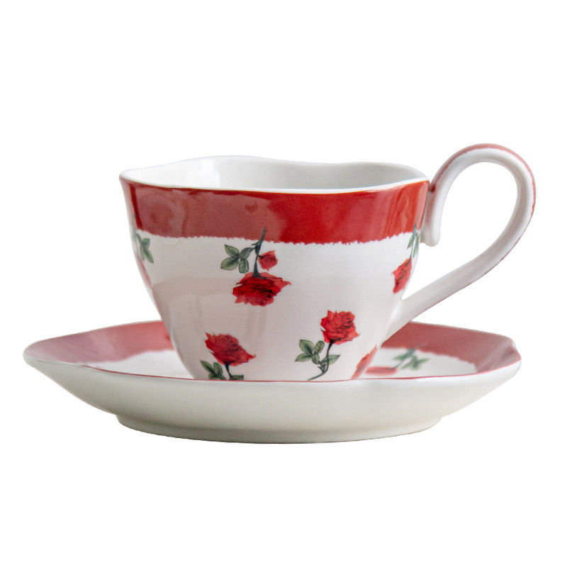 Vintage Design Porcelain Tea Cup And Saucer 210ml Volume Coffee Mug Rosalina Set