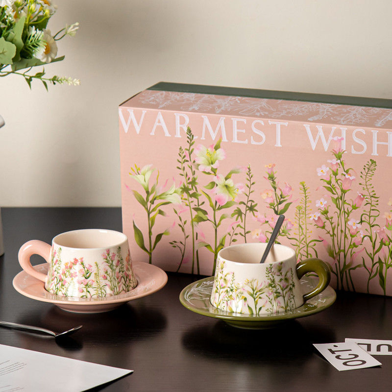 Lily Wind Bell Floral Cups And Saucers Set Perfect Gift For Business Occasions