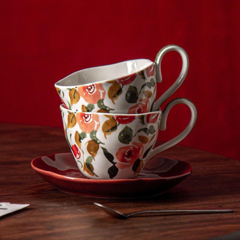 British Classical Fashion Ceramic Espresso Cups And Saucers Perfect For Garden Parties